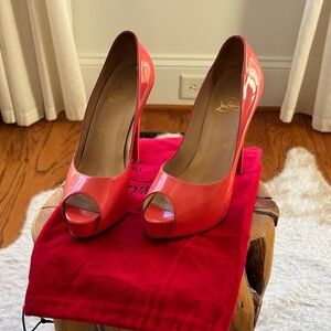Christian Louboutin Vibrant Pink Peep-Toe Heels